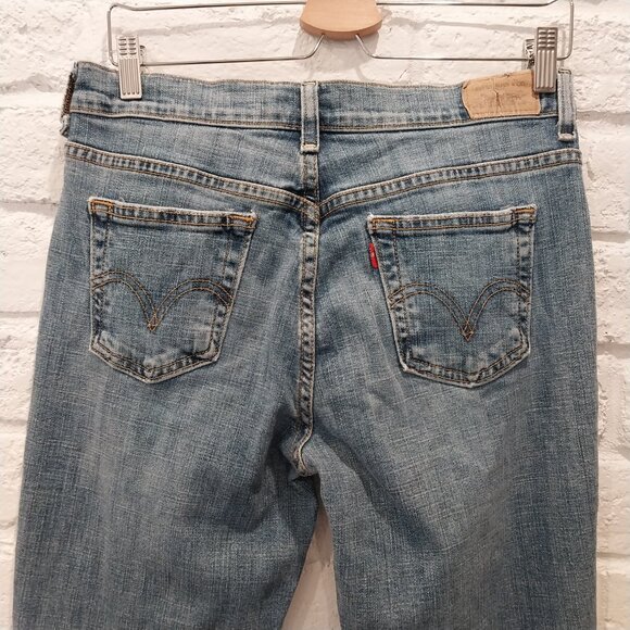 Levis 505 Jeans Womens 6 Long Blue Boot Cut Stretch Mid Rise Medium Wash Tall. - Picture 5 of 9